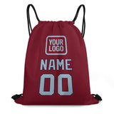 Custom Crimson Red Light Blue Drawstring Bag