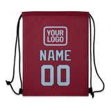 Custom Crimson Red Light Blue Drawstring Bag