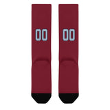 Custom Crimson Red Light Blue Knee-High Sock