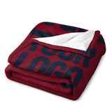 Custom Crimson Red Navy Blanket