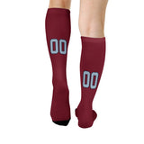Custom Crimson Red Light Blue Knee-High Sock