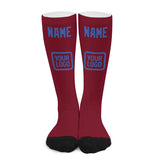 Custom Crimson Red Sky Blue Knee-High Sock