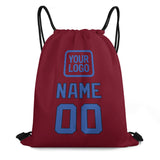Custom Crimson Red Sky Blue Drawstring Bag