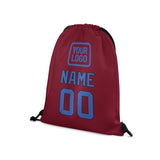 Custom Crimson Red Sky Blue Drawstring Bag