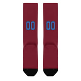 Custom Crimson Red Sky Blue Knee-High Sock