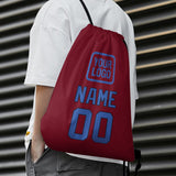 Custom Crimson Red Sky Blue Drawstring Bag