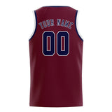 Custom Crimson Red & Navy Colors Design Sports Basketball Jersey
