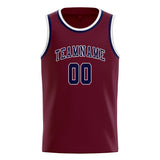 Custom Crimson Red & Navy Colors Design Sports Basketball Jersey