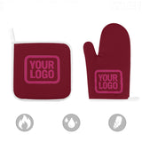 Custom Crimson Red  Pink Oven Mitt Set
