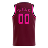 Custom Crimson Red & Pink Colors Design Sports Basketball Jersey