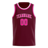 Custom Crimson Red & Pink Colors Design Sports Basketball Jersey