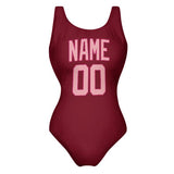 Custom Crimson Red Light Pink Swimsuit