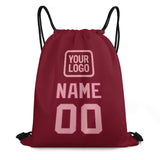 Custom Crimson Red Light Pink Drawstring Bag