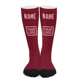 Custom Crimson Red Light Pink Knee-High Sock