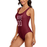 Custom Crimson Red Light Pink Swimsuit