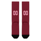 Custom Crimson Red Light Pink Knee-High Sock