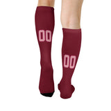 Custom Crimson Red Light Pink Knee-High Sock