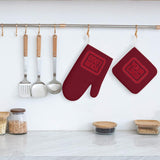 Custom Crimson Red  Red Oven Mitt Set