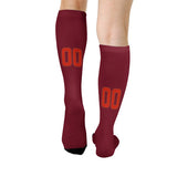 Custom Crimson Red Orange Red Knee-High Sock