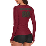 Custom Crimson Red Brown Women's Long-Sleeve Shirt
