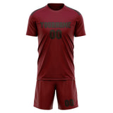Custom Crimson Red Brown Soccer Jersey