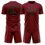 Custom Crimson Red Brown Soccer Jersey