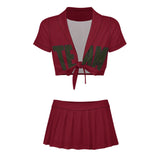 Custom Crimson Red Olive Cheerleading Uniform Set