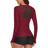 Custom Crimson Red Olive Women's Long-Sleeve Shirt