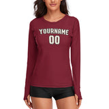 Custom Crimson Red Cream Women's Long-Sleeve Shirt