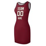 Custom Crimson Red Cream Sleeveless Vest Dress