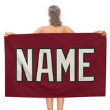 Custom Crimson Red Cream Beach Towel