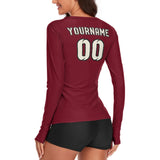 Custom Crimson Red Cream Women's Long-Sleeve Shirt