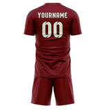 Custom Crimson Red Cream Soccer Jersey
