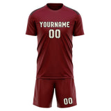 Custom Crimson Red Cream Soccer Jersey