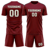 Custom Crimson Red Cream Soccer Jersey
