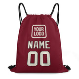 Custom Crimson Red Cream Drawstring Bag