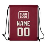 Custom Crimson Red Cream Drawstring Bag