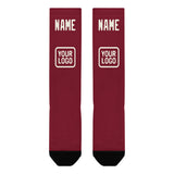 Custom Crimson Red Cream Knee-High Sock