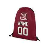 Custom Crimson Red Cream Drawstring Bag