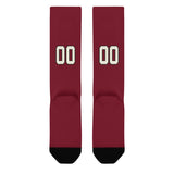 Custom Crimson Red Cream Knee-High Sock