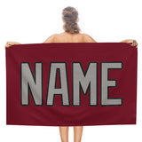 Custom Crimson Red Gray Beach Towel