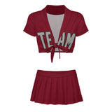 Custom Crimson Red Gray Cheerleading Uniform Set