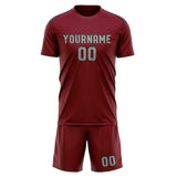 Custom Crimson Red Gray Soccer Jersey