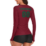Custom Crimson Red Green Women's Long-Sleeve Shirt