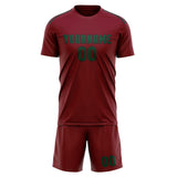 Custom Crimson Red Green Soccer Jersey