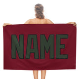 Custom Crimson Red Dark Green Beach Towel