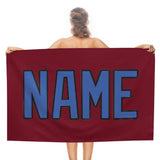 Custom Crimson Red Sky Blue Beach Towel