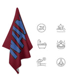 Custom Crimson Red Sky Blue Beach Towel