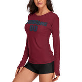 Custom Crimson Red Blue Women's Long-Sleeve Shirt