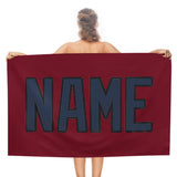 Custom Crimson Red Blue Beach Towel